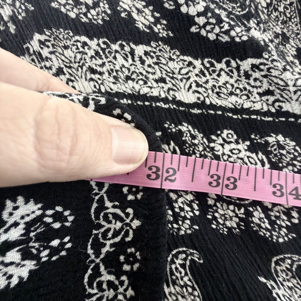 black white paisley maxi skirt xxl handkerchief hem elastic waist draped by bila - Picture 5 of 7